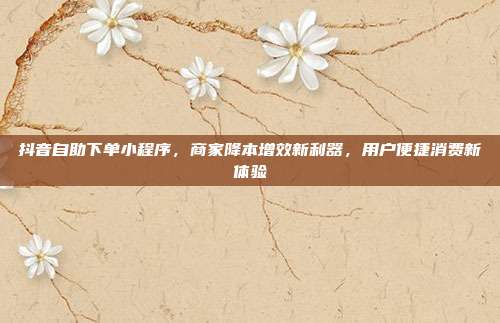 抖音自助下单小程序,商家降本增效新利器,用户便捷消费新体验