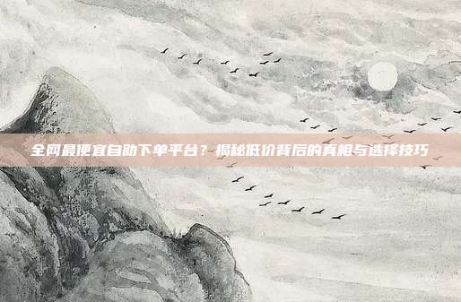 全网最便宜自助下单平台？揭秘低价背后的真相与选择技巧