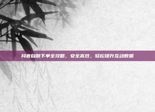 抖音自助下单全攻略,安全高效,轻松提升互动数据