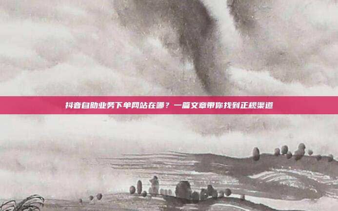 抖音自助业务下单网站在哪？一篇文章带你找到正规渠道