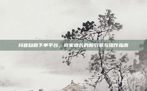 抖音自助下单平台，商家增长的新引擎与操作指南
