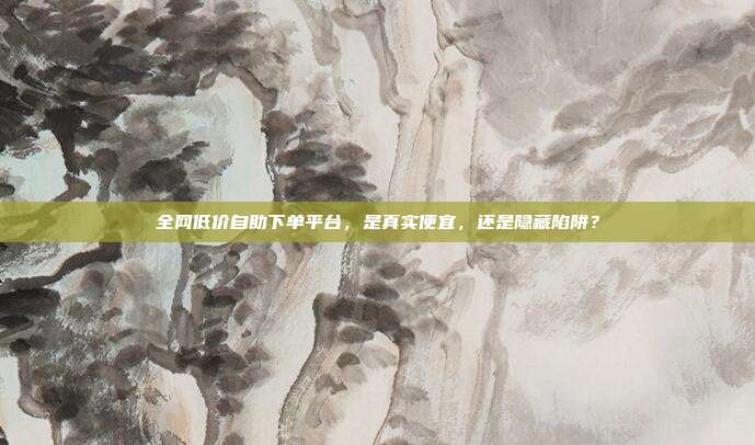 全网低价自助下单平台,是真实便宜,还是隐藏陷阱?