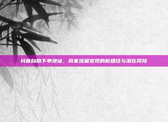 抖音自助下单地址,商家流量变现的新捷径与潜在风险
