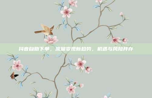 抖音自助下单,流量变现新趋势,机遇与风险并存