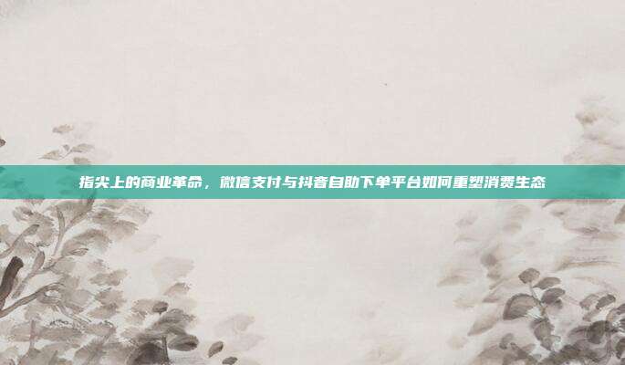 指尖上的商业革命,微信支付与抖音自助下单平台如何重塑消费生态