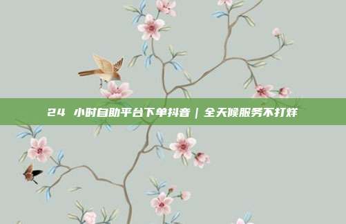 24 小时自助平台下单抖音｜全天候服务不打烊