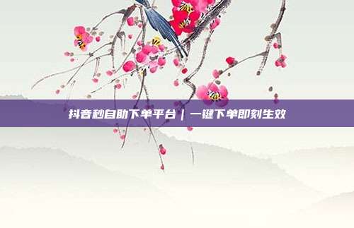 抖音秒自助下单平台｜一键下单即刻生效