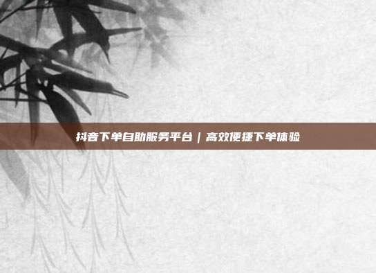抖音下单自助服务平台｜高效便捷下单体验