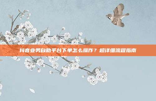 抖音业务自助平台下单怎么操作？超详细流程指南
