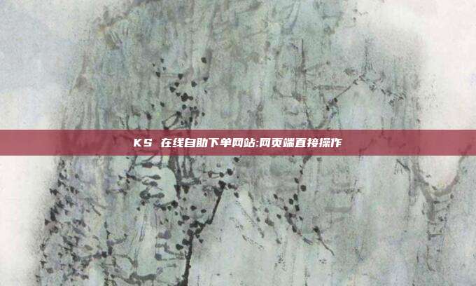 KS 在线自助下单网站:网页端直接操作