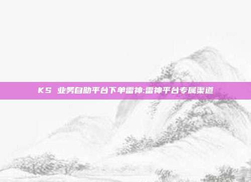 KS 业务自助平台下单雷神:雷神平台专属渠道