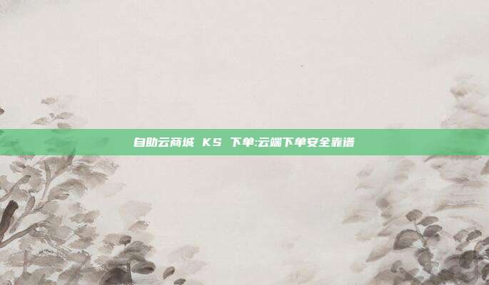 自助云商城 KS 下单:云端下单安全靠谱
