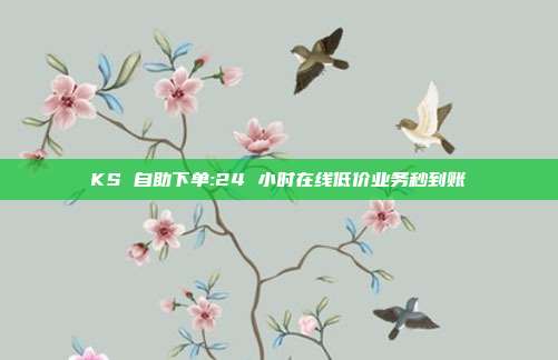 KS 自助下单:24 小时在线低价业务秒到账