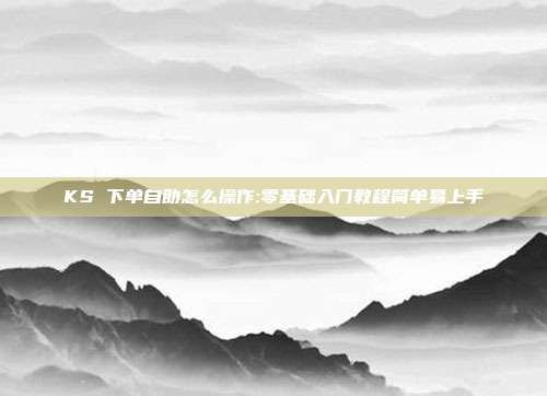 KS 下单自助怎么操作:零基础入门教程简单易上手