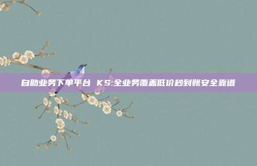 自助业务下单平台 KS:全业务覆盖低价秒到账安全靠谱