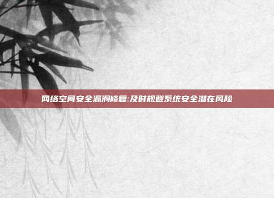 网络空间安全漏洞修复:及时规避系统安全潜在风险