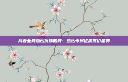 抖音业务总站优质服务:总站专属优质低价服务