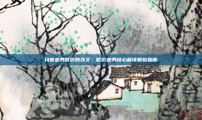 抖音业务低价的含义:低价业务核心解读避坑指南