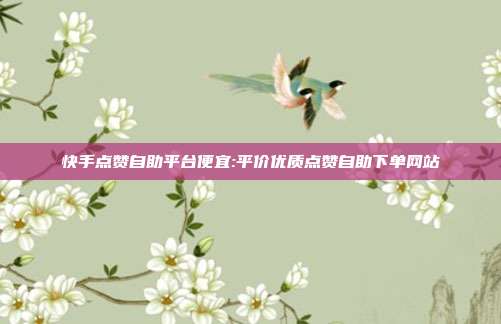 快手点赞自助平台便宜:平价优质点赞自助下单网站