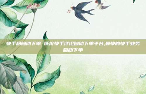 快手粉自助下单 低价快手评论自助下单平台,最快的快手业务自助下单