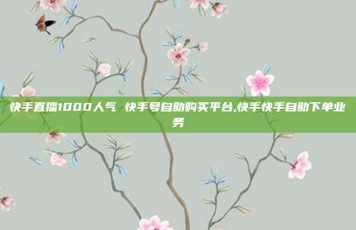 快手直播1000人气 快手号自助购买平台,快手快手自助下单业务