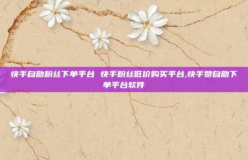 快手自助粉丝下单平台 快手粉丝低价购买平台,快手赞自助下单平台软件
