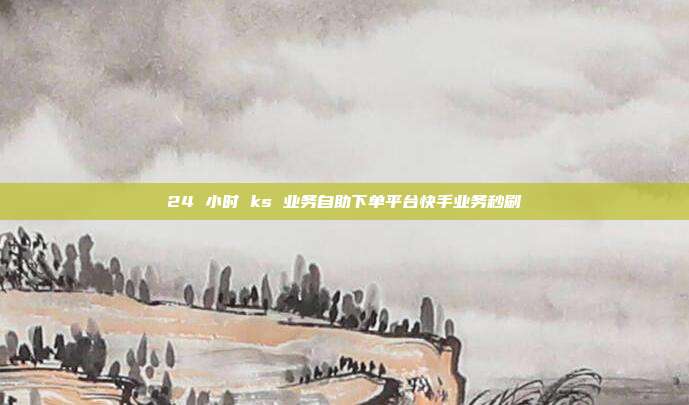 24 小时 ks 业务自助下单平台快手业务秒刷