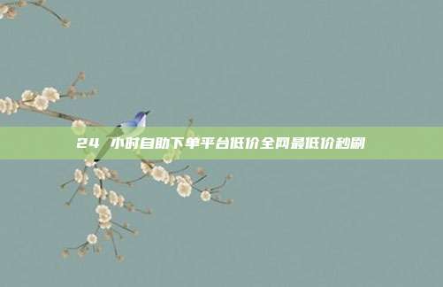 24 小时自助下单平台低价全网最低价秒刷