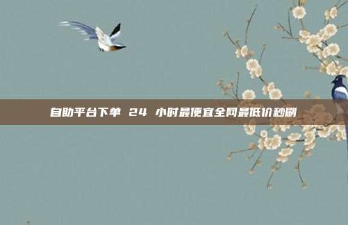 自助平台下单 24 小时最便宜全网最低价秒刷