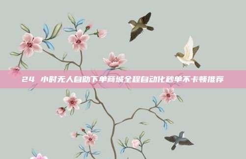 24 小时无人自助下单商城全程自动化秒单不卡顿推荐