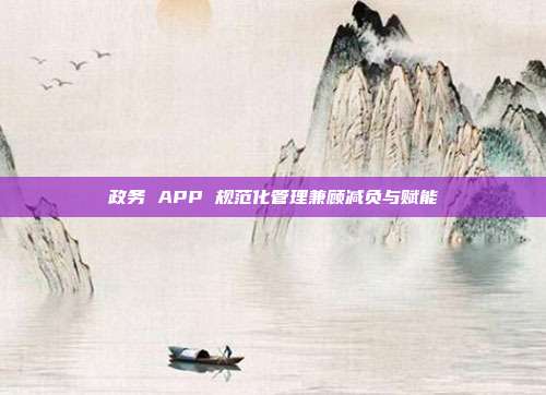 政务 APP 规范化管理兼顾减负与赋能