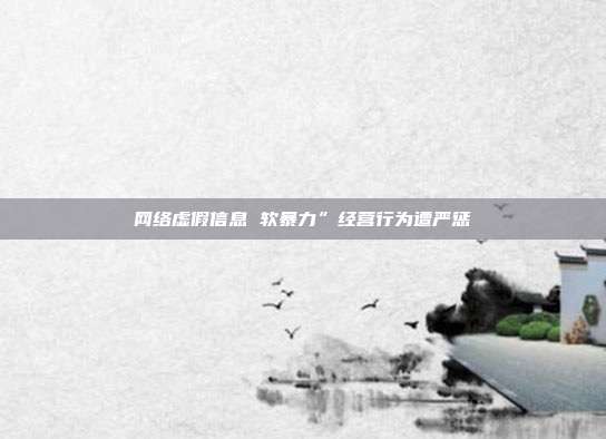 网络虚假信息 软暴力”经营行为遭严惩