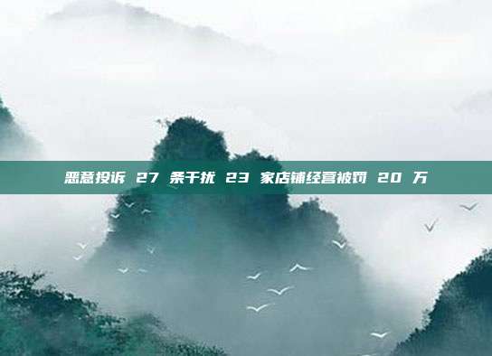 恶意投诉 27 条干扰 23 家店铺经营被罚 20 万