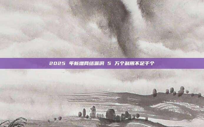 2025 年新增网络漏洞 5 万个利用不足千个