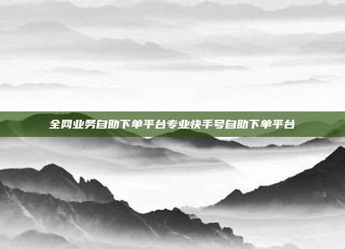 全网业务自助下单平台专业快手号自助下单平台
