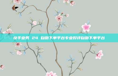 快手业务 24 自助下单平台专业好评自助下单平台