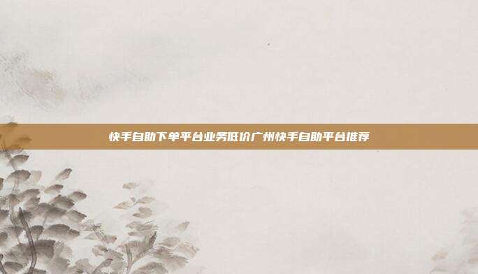 快手自助下单平台业务低价广州快手自助平台推荐