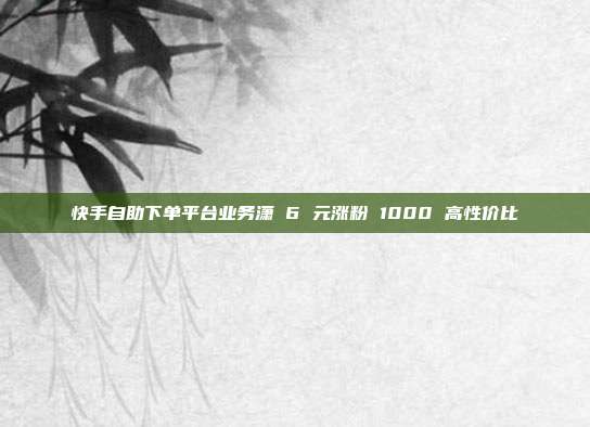快手自助下单平台业务潇 6 元涨粉 1000 高性价比