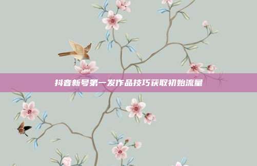 抖音新号第一发作品技巧获取初始流量