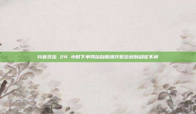 抖音双击 24 小时下单网站自助操作低价秒到稳定不掉