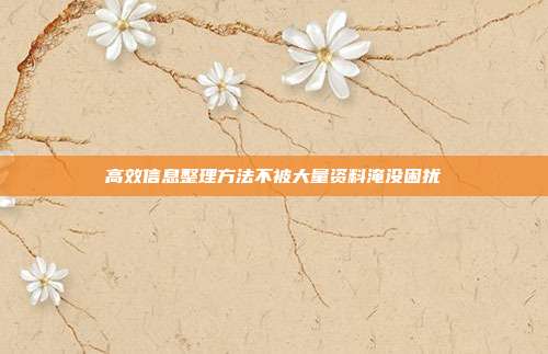 高效信息整理方法不被大量资料淹没困扰