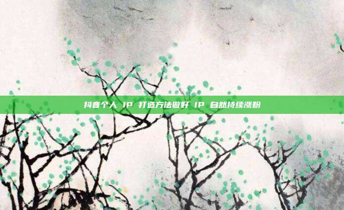 抖音个人 IP 打造方法做好 IP 自然持续涨粉