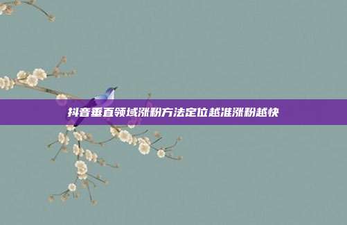 抖音垂直领域涨粉方法定位越准涨粉越快