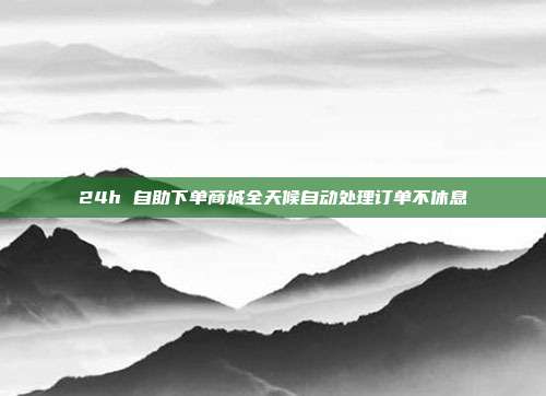 24h 自助下单商城全天候自动处理订单不休息