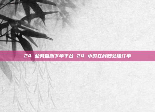 24 业务自助下单平台 24 小时在线秒处理订单