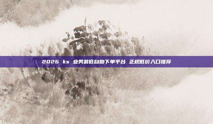 2026 ks 业务最低自助下单平台 正规低价入口推荐