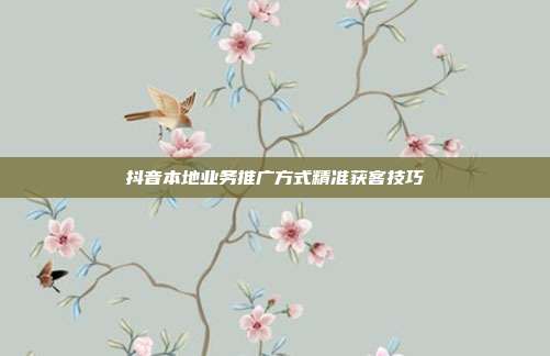 抖音本地业务推广方式精准获客技巧