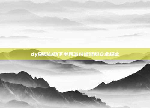 dy刷粉自助下单网站快速涨粉安全稳定