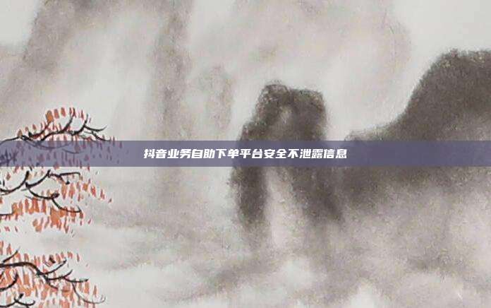 抖音业务自助下单平台安全不泄露信息
