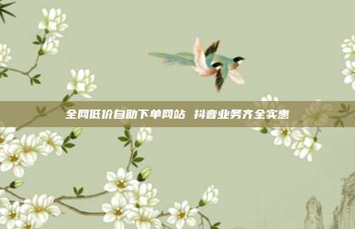 全网低价自助下单网站 抖音业务齐全实惠